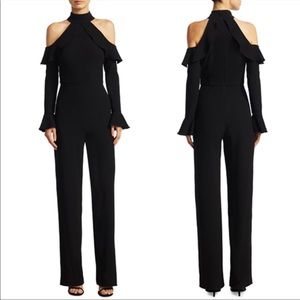 ML Monique Lhuillier Long-Sleeve Ruffled Jumpsuit